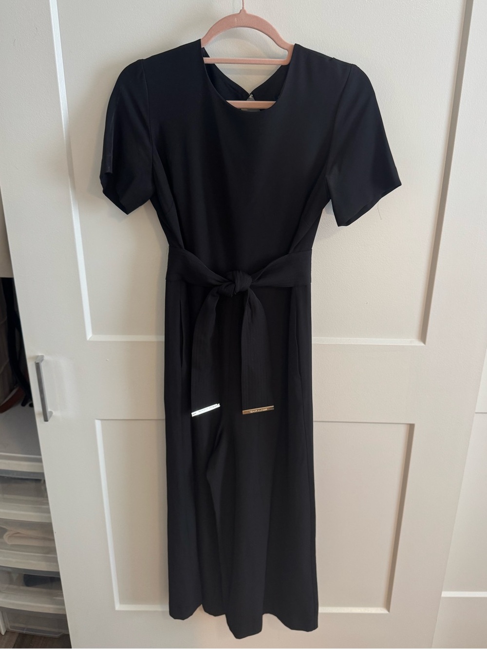 Tommy Hilfiger Black Short-Sleeve Belted Jumpsuit